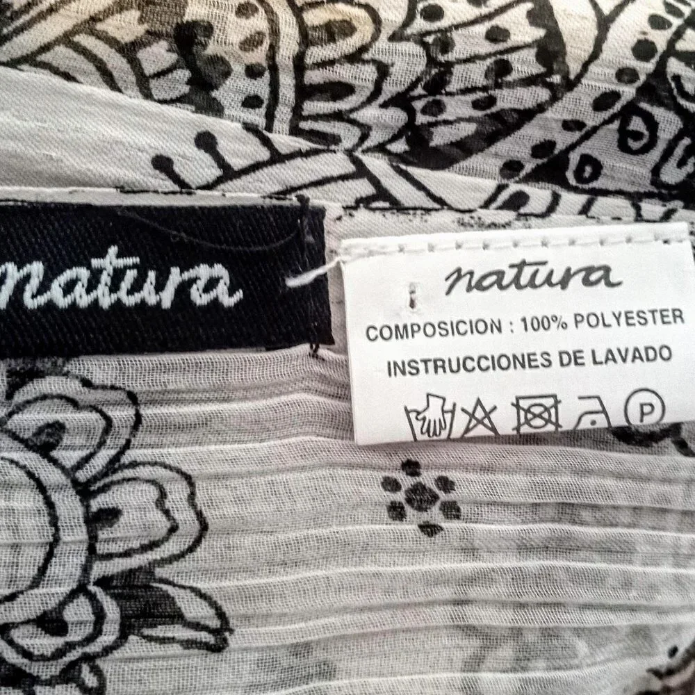 Natura Kirawira B&W Print Sheer Oblong Scarf/Wrap